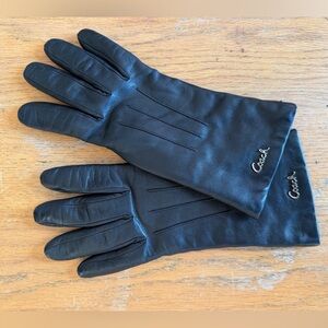 Authentic Coach Women’s Black Leather and cashmere Gloves